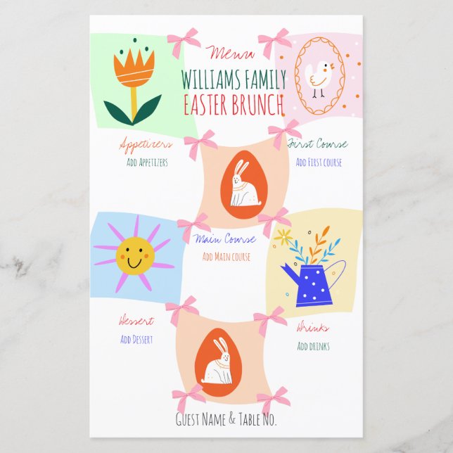 Menú Brunch de tablero de ajedrez Wavy de caza de  (Anverso)