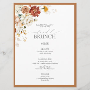 Menú Brunch nupcial botánico Naranja de óxido