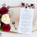Menú Burgundy Flowers, Pink Flowers, Greenery, Wedding<br><div class="desc">Add a personal touch to your wedding celebration with these stylish and memorable party items! Design features burgundy,  blush pink and purple watercolor flowers and greenery on white background.</div>