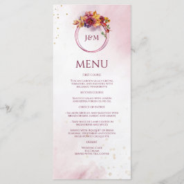 Menú Burgundy Watercolor Fall Boda elegante Bouquet