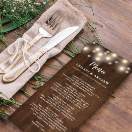 Menú Cadena De Madera Rústica Ilumina Floral Mason Jar