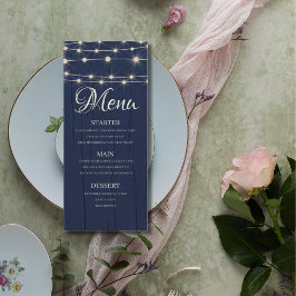 Menú Cadena Rustica Ilumina Boda de Madera Azul de la M