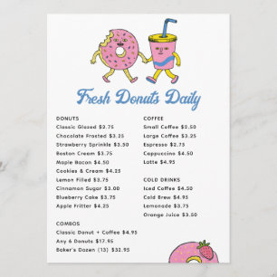 Menú Café de Donas y Café Quirky Panadería Divertida