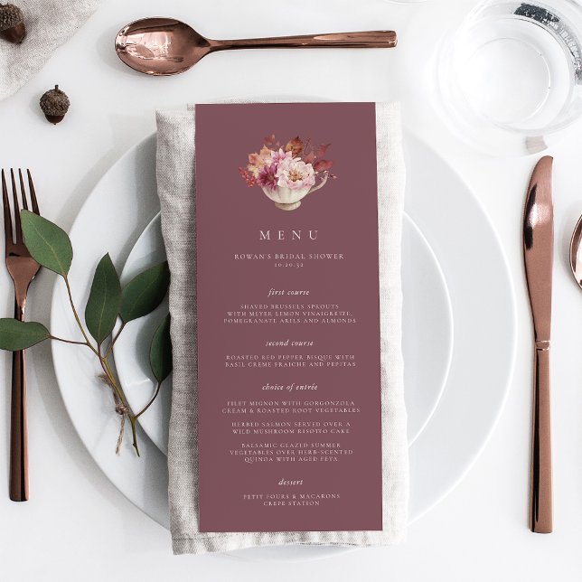Menú Caída de la ducha nupcial de la teacup floral otoñ (Subido por el creador)