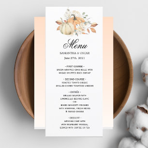 Menú Calabazas y flores de acuarela de otoño modernas