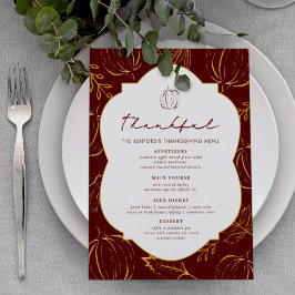 Menú Calabazas y hojas de Acción de Gracias de Borgoña