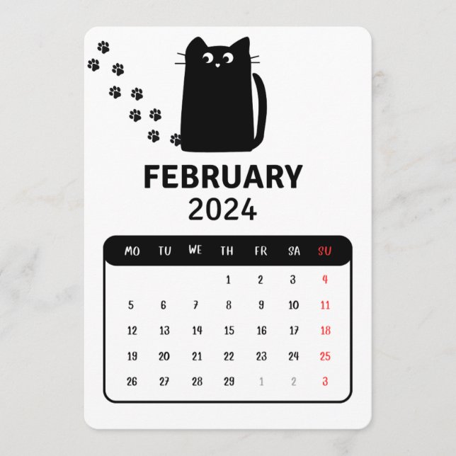 Menú Calendario de gatos negros Stand Alone de febrero  (Anverso)