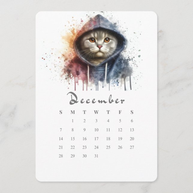 Menú Calendario independiente de diciembre Kitty Cat Sp (Anverso)