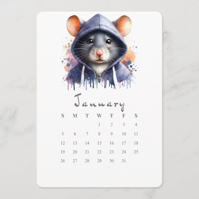 Menú Calendario independiente de enero Arte de salpicad (Anverso)