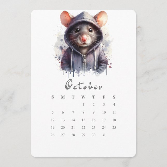 Menú Calendario independiente de octubre ratón ratón de (Anverso)