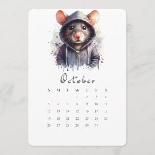Menú Calendario independiente de octubre ratón ratón de