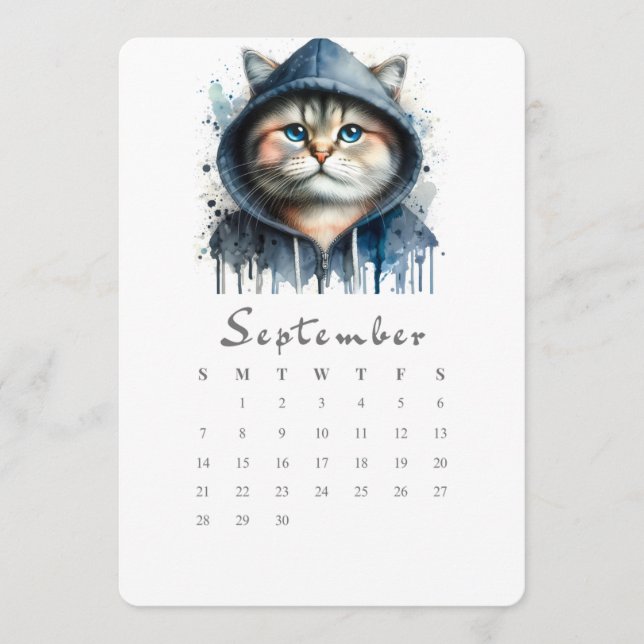 Menú Calendario independiente de septiembre Kitty Splas (Anverso)
