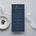 Menú Caligrafía azul de la marina tradicional elegante<br><div class="desc">menú delgado para coincidir con la colección *si desea más opciones de papel este diseño se puede transferir a un programa delgado *o para más ayuda póngase en contacto conmigo</div>