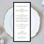 Menú Caligrafía Boda formal de marco blanco y negro<br><div class="desc">Esta plantilla de diseño es totalmente editable y el personalizable del cliente - haga clic en el botón personalizar si desea mover, agregar, eliminar o hacer cambios significativos en el diseño _____________________________ *si tiene alguna pregunta de DISEÑO o necesita más diseños o opciones, póngase en contacto conmigo ____________________________________________________________________________________ *si tiene...</div>