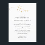 Menú Caligrafía clásica de oro | Elegante Boda formal<br><div class="desc">Presenta tus selecciones de cena con elegancia y sencillez con esta carta formal de menú boda. Con un guión lujoso de estilo dorado y un texto serif clásico en un fondo blanco, muestra sus cursos en un diseño refinado. El efecto dorado impreso ofrece el aspecto de sofisticación metálica sin imprimir...</div>