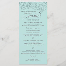 Menú Caligrafía de coral romántico azul grabado en reli