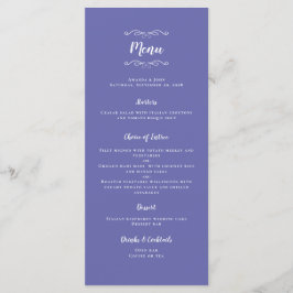 Menú Caligrafía elegante de boda azul pervinca de moda
