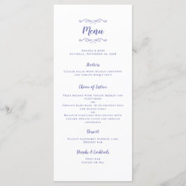 Menú Caligrafía elegante para boda azul pervinca chic
