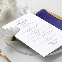 Menú Caligrafía elegante para boda azul pervinca para l