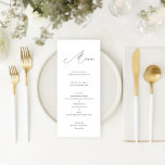 Menú Caligrafía minimalista moderna en blanco y negro<br><div class="desc">Sencillamente de diseño y puede coincidir con casi cualquier estilo. Este menú,  sencillo pero sofisticado,  incluye un guión moderno de caligrafía. En blanco y negro. Parte de una colección de artículos de papelería para bodas.</div>