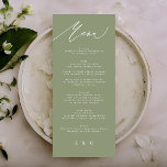 Menú Caligrafía moderna blanca y verde simple<br><div class="desc">menú delgado para coincidir con la colección *si desea más opciones de papel este diseño se puede transferir a un programa delgado *o para más ayuda póngase en contacto conmigo</div>