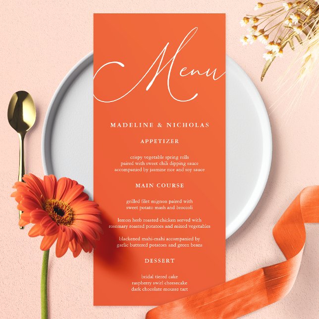 Menú Caligrafía moderna Boda Verona Sunset (Subido por el creador)