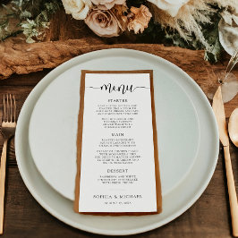 Menú Caligrafía moderna y elegante Boda blanco negro