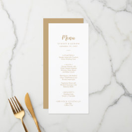 Menú Caligrafía simple|Menú de cena Boda dorado