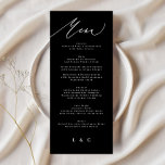 Menú Caligrafía tradicional elegante de blanco negro<br><div class="desc">menú delgado para coincidir con la colección *si desea más opciones de papel este diseño se puede transferir a un programa delgado *o para más ayuda póngase en contacto conmigo</div>