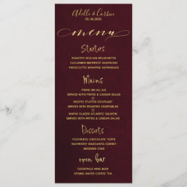 Menú Calligrafía cursiva de Borgoña y Oro