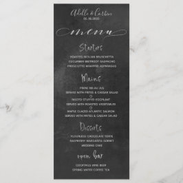 Menú Calligrafía cursiva de flor plateado de tablero ne