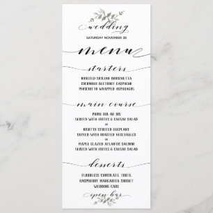 Menú Calligrafía de fuentes de intercambio Boda clásico