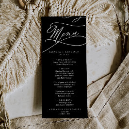 Menú Calligrafía romántica | Cena Boda negra oscura