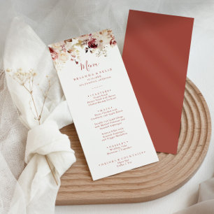 Menú Calligraphy Graceful Floral Dinner