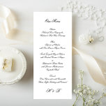Menú Calligraphy Monogram Black & White Formal Wedding<br><div class="desc">This formal, elegant & traditional wedding menu uses calligraphy and a monogram in black text on white paper. This clean and simple design with the use of this calligraphy script type give makes it a dignified and stately look. Perfect for any wedding, however, would be amazing for a black tie...</div>