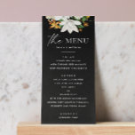 Menú Camellia vintage de Bloom. Boda negro elegante<br><div class="desc">Elegante menú de boda negro floral con camellia vintage floral. Por favor,  contáctame si necesitas artículos adicionales.</div>