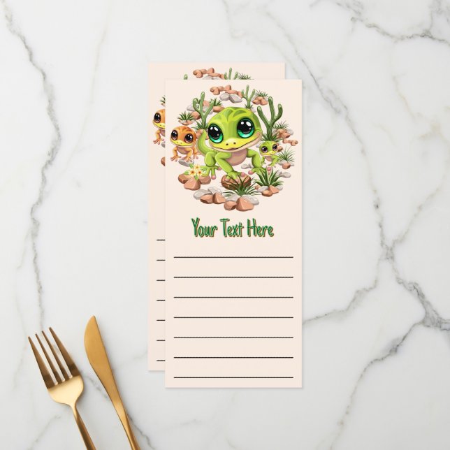 Menú Caracteres de dibujos animados de Baby Geckos Cute (Anverso/Reverso In Situ)