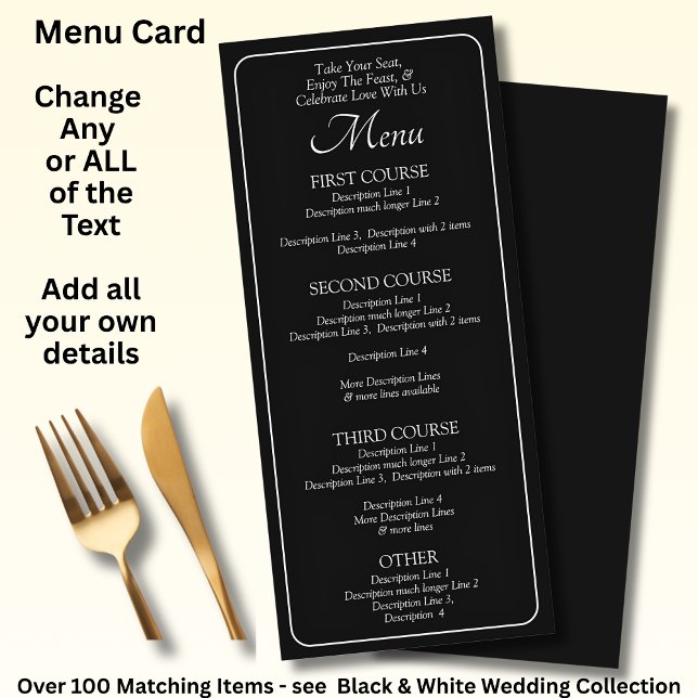 Menu Card - Black White - Add your own details (Subido por el creador)