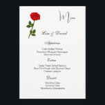 Menu Card-Red Rose<br><div class="desc">This Menu Card template is shown on the basic paper in white with a lovely red rose print design. Script and standard text in a black color. Customize the names and menu items by clicking the customize or edit button, use the offered templates to change to your information. Stock Print...</div>