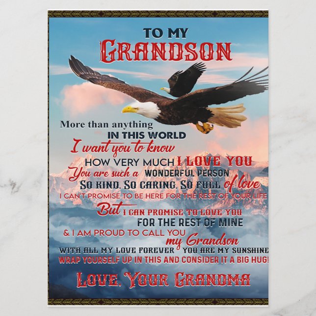 Menú Carta Al Regalo De Mi Nieto, Idea De Regalo De Amo (Anverso)