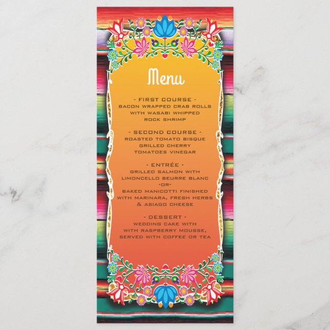 Menú Carta Boda Fiesta mexicana (Anverso)
