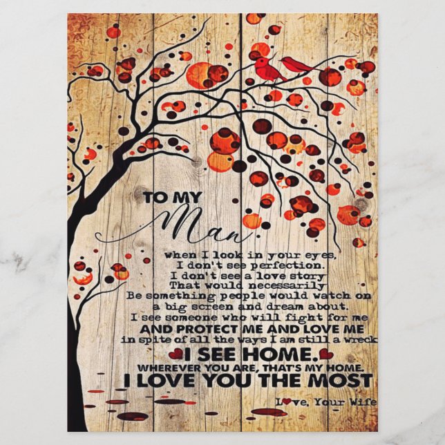 Menú Carta corta al marido | Agradable Regalo Para El M (Anverso)