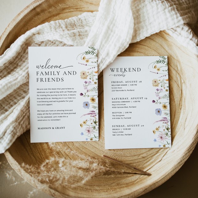 Menú Carta de bienvenida de Boda de flores silvestres T (Subido por el creador)