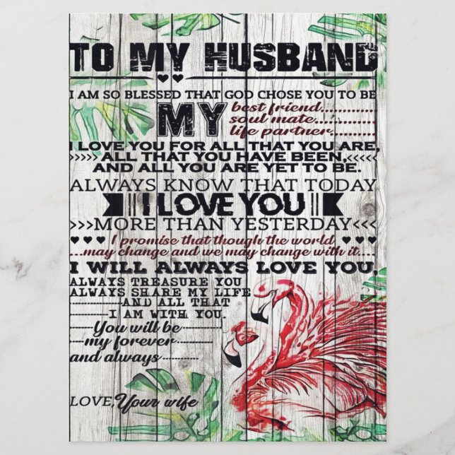 Menú Carta perfecta personalizada | Carta a mi marido (Anverso)