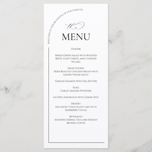 Menú Cartel de bienvenida de boda clásico de arco blanc (Anverso)