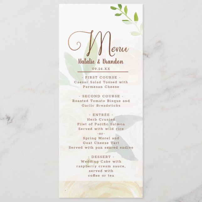 Menú Casa de campo Fresca Rústica Cena floral campestre (Anverso)