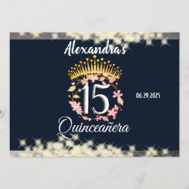 Menú Celebración de Quinceanera elegante de plata marin