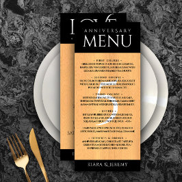 Menú Celebración del 5° Aniversario del Boda de Madera