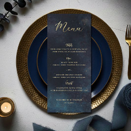 Menú Celestial Galaxy Starry Night Moody Blue Wedding