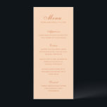 Menú Celine Peach Elegant Wedding<br><div class="desc">Menús clásicos de boda con un diseño sencillo y atemporal con guión elegante y fuentes serif tradicionales.</div>